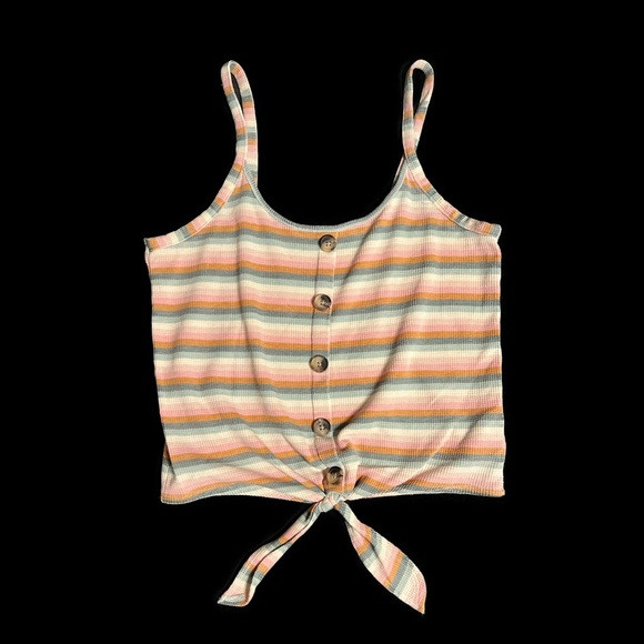 American Eagle Women’s Crop Top, tie front, size small, multicolor, tank top - Picture 1 of 5